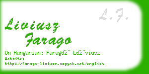 liviusz farago business card